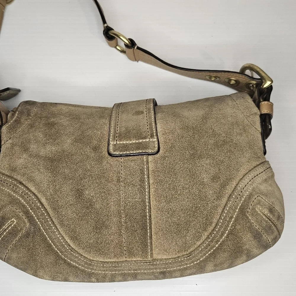 Vintage Coach Y2k Tan Suede Mini Soho Hobo Shoulder Bag #10189